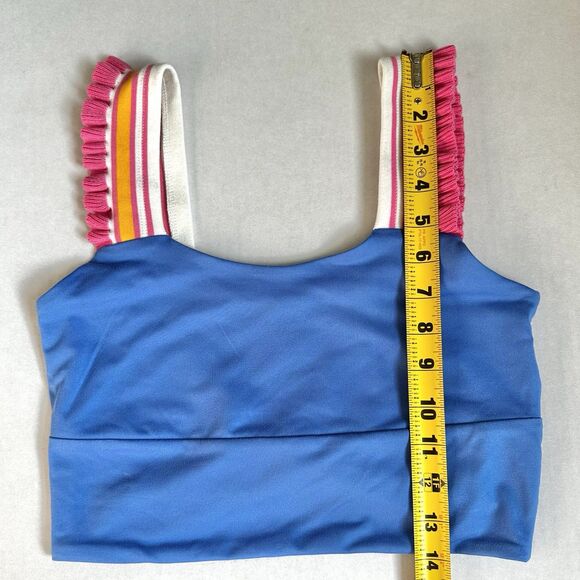 AS Revival Women’s All Along Ruffle Tank Blue Size S Bralette Top Cross Back - Picture 5 of 8